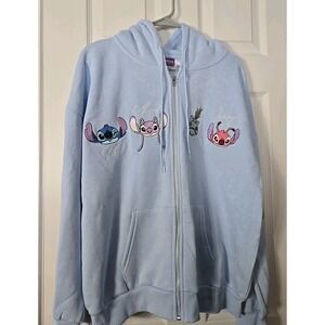 Disney Stitch Zipup‎ Hoodie Size Medium New Light Blue